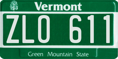 VT license plate ZLO611