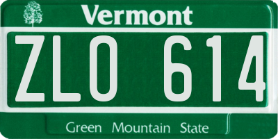 VT license plate ZLO614