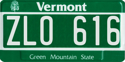 VT license plate ZLO616