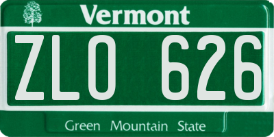 VT license plate ZLO626