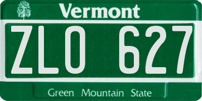 VT license plate ZLO627
