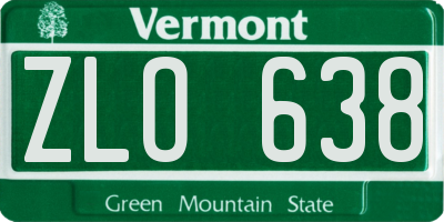 VT license plate ZLO638