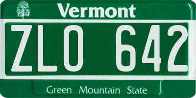 VT license plate ZLO642