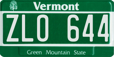 VT license plate ZLO644