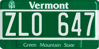 VT license plate ZLO647