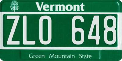 VT license plate ZLO648
