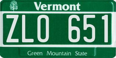 VT license plate ZLO651
