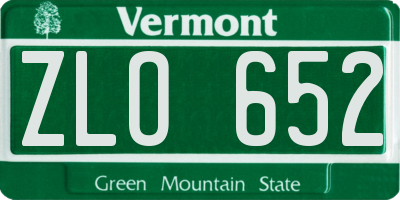 VT license plate ZLO652