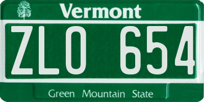 VT license plate ZLO654