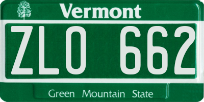 VT license plate ZLO662
