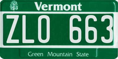 VT license plate ZLO663