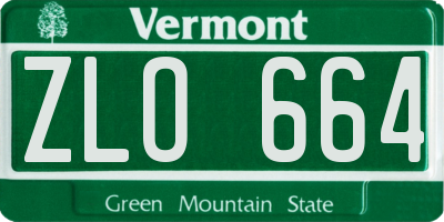 VT license plate ZLO664