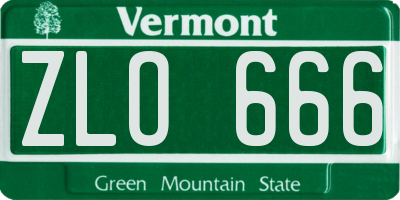 VT license plate ZLO666