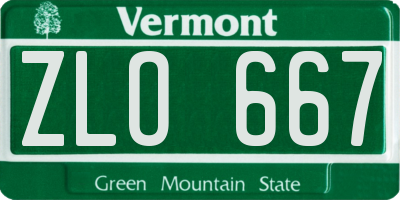 VT license plate ZLO667