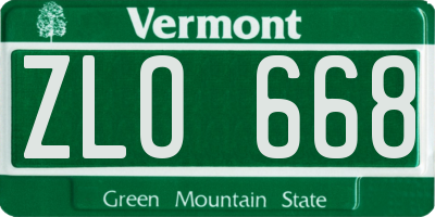 VT license plate ZLO668