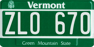VT license plate ZLO670