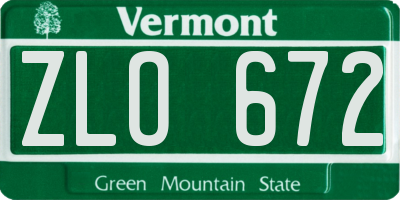VT license plate ZLO672