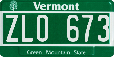 VT license plate ZLO673