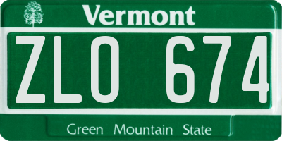 VT license plate ZLO674