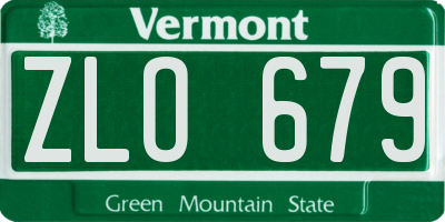 VT license plate ZLO679