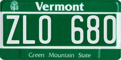 VT license plate ZLO680