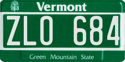 VT license plate ZLO684