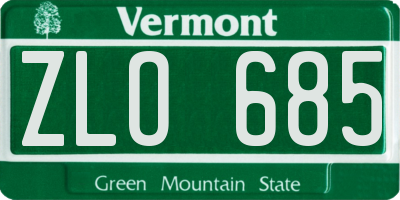 VT license plate ZLO685