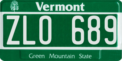 VT license plate ZLO689