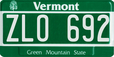 VT license plate ZLO692
