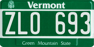 VT license plate ZLO693