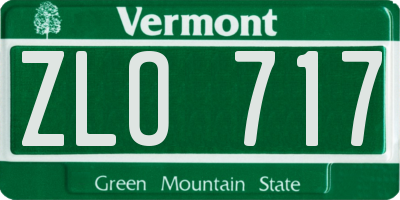VT license plate ZLO717