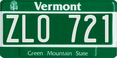 VT license plate ZLO721