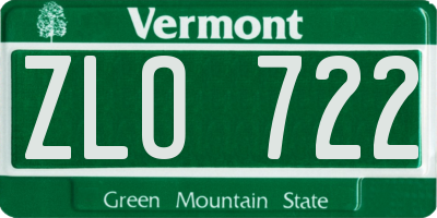 VT license plate ZLO722