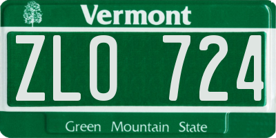 VT license plate ZLO724