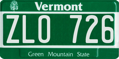 VT license plate ZLO726