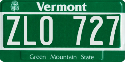 VT license plate ZLO727
