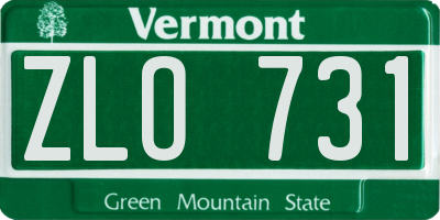 VT license plate ZLO731
