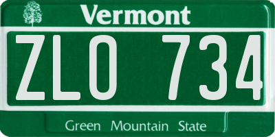 VT license plate ZLO734