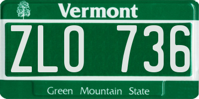 VT license plate ZLO736