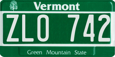 VT license plate ZLO742