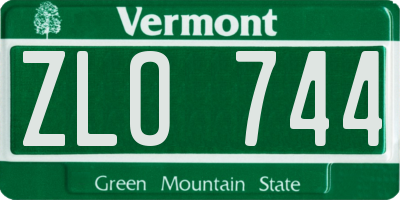 VT license plate ZLO744