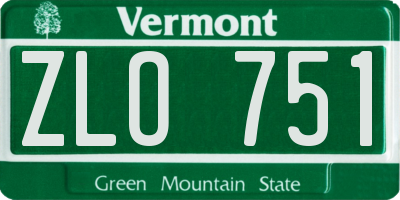 VT license plate ZLO751