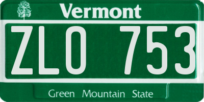 VT license plate ZLO753