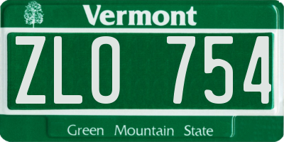 VT license plate ZLO754