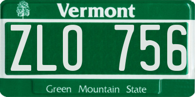 VT license plate ZLO756