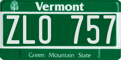 VT license plate ZLO757