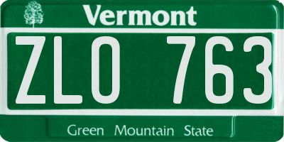 VT license plate ZLO763