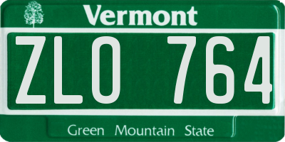 VT license plate ZLO764