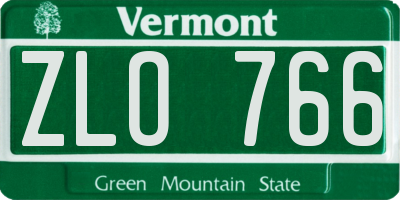 VT license plate ZLO766
