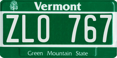VT license plate ZLO767